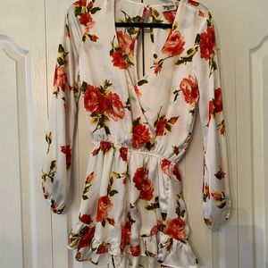 Silky dressy floral romper.